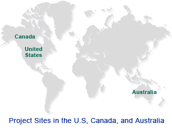 Project Sites in Canada, USA, and Australia